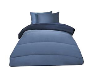 OHS Coverless Duvet Single 10.5 Tog, Microfibre Washable Duvet Coverless Reversible Quilted Travel Duvets Bedding Super Soft Warm Comfy Single Camping Duvets, Navy/Blue