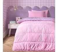 OHS Coverless Duvet Single, 10.5 Tog Reversible Soft Warm Microfibre Comfy Coverless Duvet Summer Winter Camping Blanket Washable Quilt Bedding Single Duvets with Pillowcase, Pink/Lilac