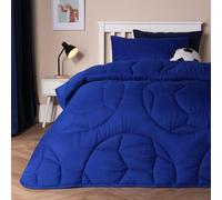 OHS Coverless Duvet Single 7.5 Tog, Soft Warm Microfibre Football Quilted Comfortable Summer Coverless Duvet Lightweight Washable Single Duvets with Pillowcase, Blue