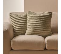 OHS Covers for Cushions 2 Pack Faux Fur Thick Ribbed Cushion Covers, Ultra Soft Ribbed Pattern Throw Pillow Covers with Hidden Zipper for Livingroom Bed Sofa, Sage-45x45cm