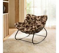 Ohs Cow Print Fleece Rocking Chair Upholstered Metal Frame Cushioned