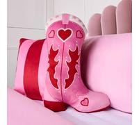 OHS Cowboy Boot Cushion, Soft Cosy Plush Pillow Decorative Stuffed Boot Shaped Novelty Cushion for Sofa Bed Throw Pillow Gift for Adults & Kids, Pink - 28 x 45cm