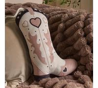 OHS Cowboy Boot Plush Pillow, Soft Cosy Decorative Novelty Cushion for Sofa Bed Stuffed Vibrant Boot Shaped Throw Pillow Gift for Adults & Kids, Monochrome - 28 x 45cm