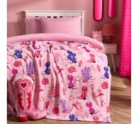 Ohs Cowboy Print Flannel Fleece Throw Blanket Soft Bedspread, Pink - 125 X 150 Cm