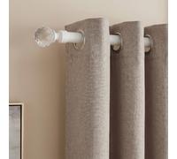 OHS Cream Curtain Pole Crystal Ball, 120-220cm Extendable Curtain Poles 16mm Sturdy Metal Rod and Finials Adjustable Window Curtains Poles Brackets Included Easy To Install