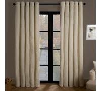 OHS Cream Teddy Curtains, Fleece Thermal Blackout Curtains Energy Saving Decorative Insulated Curtains Eyelet for Living Room Bedroom Winter Warm - Cream, 90" x 90"