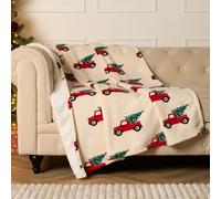 OHS Cream Throw for Sofa Home for Christmas, Sherpa Reverse Throws Living Room Bedroom Ultra Soft Warm Fleece Throws for Sofa Beds Christmas Winter Blanket - Cream, 125 x 150cm