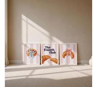 OHS Croissant Framed Wall Art 12"x16" Canvas Wall Art 3 Pack, Pink/White | Wooden Frame Artwork Paintings Modern Decor Wall Prints for Living Room Bedroom Dining Room Hallway Office Wall Art 30 x 40cm