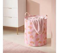 OHS Croissant Kids Laundry Basket Baby Storage Hamper Toy Basket,Pink/White | Foldable Baby Laundry Basket Freestanding Clothes Storage Bin with Handles Baskets for Kids Toys Room Nursery Home Bedroom
