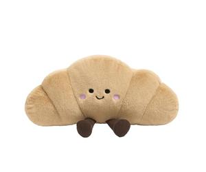 OHS Croissant Plush Decorative Pillows, Croissant Gifts Plush Pillow Stuffed Toy Novelty Cushions for Sofa Bed Cuddle Cushion Cute Room Decor Throw Pillow Gifts for Adults Kids, Brown - 35 x 18cm