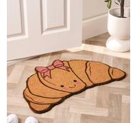 OHS Croissant Shaped Coir Doormat Novelty Non Slip Door Rug in Brown | Size: Medium OHS Brown Medium