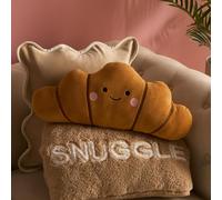 OHS Croissant Shaped Cushion Soft Plush Decorative Pillow, Brown OHS Brown
