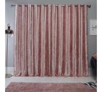 Sienna Crushed Velvet Curtain Eyelet Ring Top Pair of Fully Lined Curtains, Soft Luxurious Blush Pink Thermal Insulated Curtains Window Treatment 2 Panel, 46" x 72"