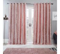 Sienna 2 Panel Crushed Velvet Curtain Eyelet Ring Top Pair of Fully Lined Curtains, Soft Luxury Light Blocking Curtains for Bedroom Living Room 66" x 90", Blush Pink