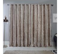 Pair of Ready Made Eyelet Crushed Velvet Curtains Sienna Natural 167cm width x 228cm drop