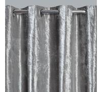 Sienna Silver Crushed Velvet Curtain Eyelet Ring Top Pair of Fully Lined Curtains, Soft Luxury Light Blocking Curtains for Bedroom Living Room 2 Panel, 66" x 90"