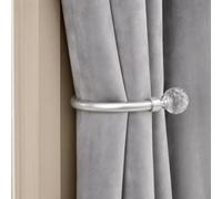 OHS Crystal Ball Curtain Rod Tie Backs Curtain Holdbacks, Silver - 2 Pack | Holds Curtains Neatly Open Lets in Maximum Daylight Easy Screw Fixing to Wall Soft Draped Curve Finish Neat Considered Finish