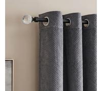 Ohs Crystal Ball Finial Metallic Silver 16mm Curtain Pole Extendable Rod 120-220Cm - Black
