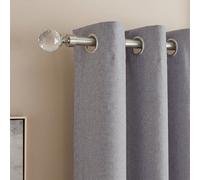 Ohs Crystal Ball Finial Metallic Silver 16mm Curtain Pole Extendable Rod 120-220Cm - Gunmetal