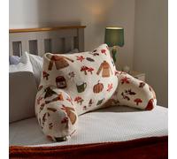 OHS Cuddle Cushion, Autumn Novelty Pumpkin Cuddle Gaming Cushion with Arms Super Soft Cosy Back Support Cushions Adults Kids Comfy Reading Pillow for Sitting Up in Bed, Natural