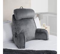 OHS Cuddle Cushion with Head Rest, Detachable Neck Roll Reading Pillow for Bed Sofa Super Soft High Back Support Cushion for Bed Adult Cuddle Cushion with Arms, Grey - 135x45cm