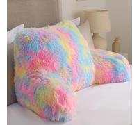 OHS Cuddle Cushion Fluffy, Comfy Reading Pillows Super Soft Long Hair Fleece Gaming Cushion with Arms Backrest Pillow Relaxing Comfy Sit Up in Bed Pillow, Tie Dye 60 x 45 x 40cm