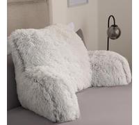 OHS Cuddle Cushion Fluffy Grey, Reading Pillow for Bed Adult Super Soft Relaxing Long Hair Fleece Back Support Cushion with Arms Sit up in Bed Pillow Relaxing Comfy