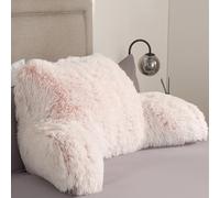 OHS Cuddle Cushion Fluffy Pink, Comfy Reading Pillows Super Soft Long Hair Fleece Gaming Cushion with Arms Backrest Pillow Relaxing Comfy Sit Up in Bed Pillow, 60 x 45 x 40cm