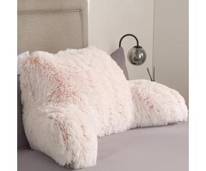OHS Cuddle Cushion Fluffy Pink, Comfy Reading Pillows Super Soft Long Hair Fleece Gaming Cushion with Arms Backrest Pillow Relaxing Comfy Sit Up in Bed Pillow, 60 x 45 x 40cm