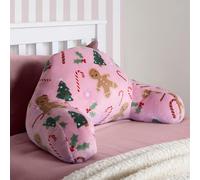 OHS Cuddle Cushion for Kids Adults Gingerbread, Reading Pillow for Sitting Up In Bed Soft Cosy Fleece Support Pillow with Arms Gaming Bed Cushion, Pink - 45 x 40 x 30cm