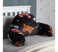 OHS Cuddle Cushion for Kids Christmas Gaming, Reading Pillow for Bed Super Soft Cosy Fleece Back Support Pillow with Arms Gaming Cushion, Black - 45 x 40 x 30cm