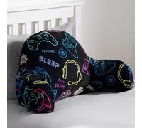 OHS Cuddle Cushion for Kids, Gift for Teen Boys Reading Pillow for Gaming Pillow Soft Cosy Supportive Teddy Fleece Cushion with Arms Backrest Cuddle Pillows Gamer Gifts for Boys Relaxing Comfy, Black