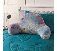 OHS Cuddle Cushion for Kids Grey, Fleece Backrest Gaming Pillow with Arms | Gaming Gifts for Boys Reading Pillow Soft Cosy Support Cushion Relaxing Comfy Watching TV Sit Up in Bed Pillow Teen Boy Gifts