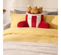 OHS Cuddle Cushion, Fried Chicken Teddy Fleece Back Pillow with Arms - Red