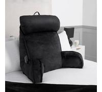 OHS Cuddle Cushion with Head Rest, Detachable Neck Roll Reading Pillow for Bed Adult Kids Soft High Back Support Cushion with Arms & Pocket Gaming Cushions for Boys Girls Sit Up in Bed Pillow, Black