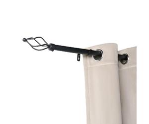 OHS Curtain Pole 120 to 220cm, Extendable Black Curtain Pole for Eyelet Curtains 28mm Curtain Rod with Twist Finials Adjustable Metal Curtain Poles Brackets Included