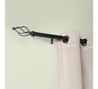 OHS Curtain Pole 70 to 120cm, Extendable Black Curtain Pole for Eyelet Curtains 16mm Curtain Rod with Twist Finials Adjustable Metal Curtain Poles Brackets Included