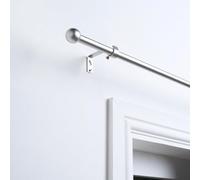 OHS Curtain Pole Ball, Sturdy Metal Rod with Classic Ball Finials Extendable Curtain Pole 120 to 220 Adjustable Window Curtain Poles Bracket & Fittings Included, Silver