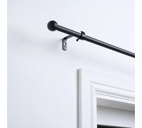 OHS Curtain Pole Ball, Sturdy Metal Rod with Classic Ball Finials Extendable Curtain Pole 120 to 220 Adjustable Window Curtain Poles Bracket & Fittings Included, Black