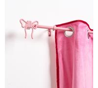 Ohs Curtain Pole Extendable 16mm Metal Finnials Bow End Rod 120-220Cm - Pink