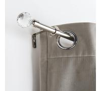 OHS Curtain Pole Extendable 16mm Metal Finnials Crystal End Rod 70-120cm in Metallic Silver | Size: 120 cm OHS Metallic Silver 120 cm
