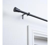 OHS Curtain Pole Extendable 16mm Metal Finnials Trumpet End Rings Rod Fittings in Black | Size: 120 cm OHS Black 120 cm