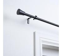 Ohs Curtain Pole Extendable 16mm Metal Finnials Twist End Rod 70-120Cm, Black