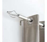 Ohs Curtain Pole Extendable 28mm Metal Finnials Twist End Rod 120-200Cm, Silver