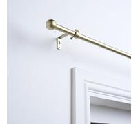 OHS Curtain Pole Extendable Metal Finnials Ball End Rings Rod Fittings, Brass