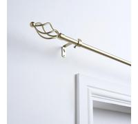 OHS Curtain Pole Extendable Metal Finnials Twist End Rings Rod Fittings, Brass