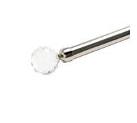 OHS Curtain Pole for Eyelet Curtains 70 to 120cm, Extendable Curtain Pole 16mm Curtain Rod with Crystal Ball Finials Adjustable Metal Curtain Poles Brackets Included - Silver