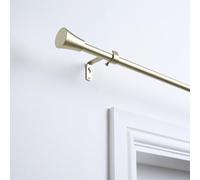 OHS Curtain Pole Trumpet, Sturdy Metal Rod with Trumpet Finials Extendable Curtain Pole 120 to 220 Adjustable Curtain Poles Wall Mount Brackets & Hardware Included, Brass
