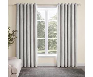 OHS Curtains Blackout, Velvet Fleece Thermal Bedroom Curtains Blackout Decorative Energy Saving Insulated Home Living Room Winter Warm Curtain Eyelet - Silver, 66" x 90"