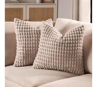 OHS Cushion Covers 2 Pack Bobble Textured, Soft Luxurious 3D Bobble Design Throw Cushion Covers with Hidden Zipper For Bed Couch Livingroom, Natural - 45x45cm
